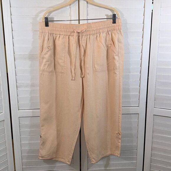 Linen Blend Pants Size 14 intro. Love The Fit Peach Color - Picture 9 of 12